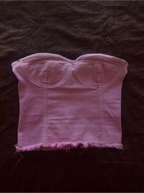 superdown Lavender Pink Strapless Bustier Crop Top